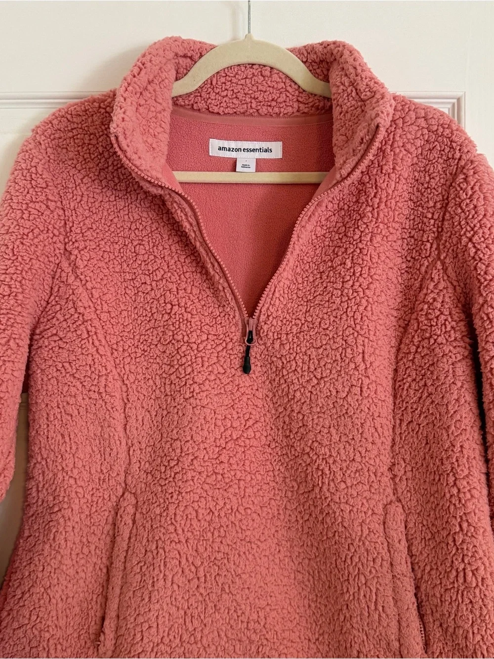 Amazon Essentials Pink Sherpa Quarter Zip Fleece Pullover Jacket 1X